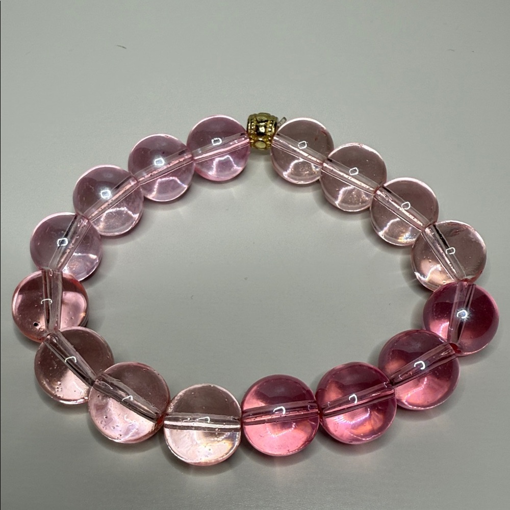 Exceptional glass or quartz ombré Pink Beaded stretch Bracelet 6.5-8